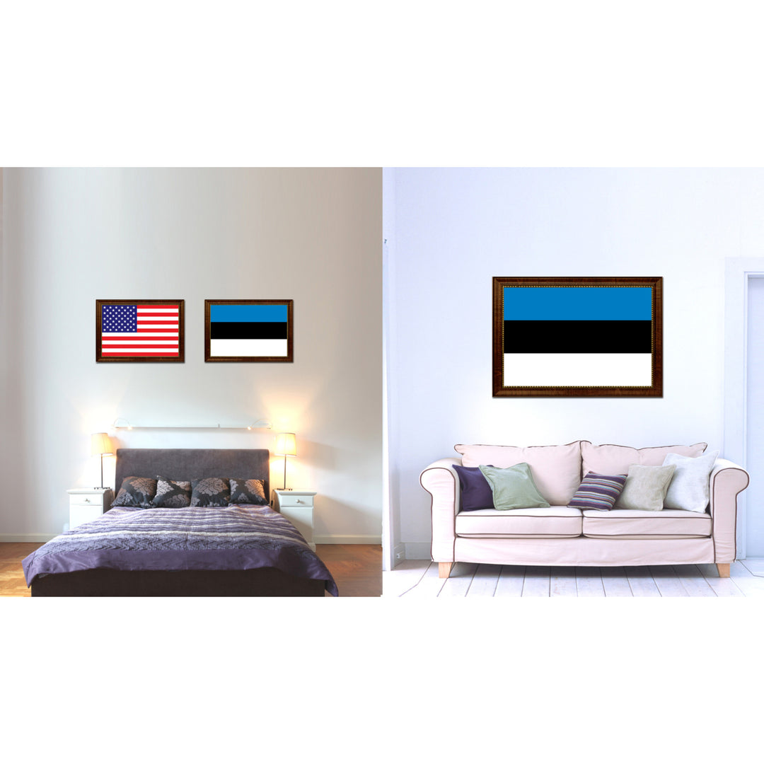 Estonia Country Flag Canvas Print with Picture Frame  Gifts Wall Image 2