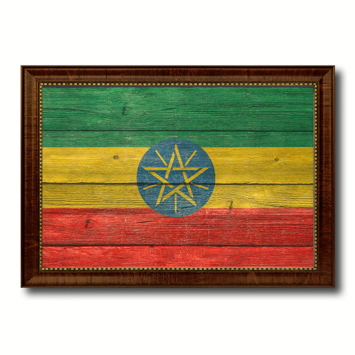 Ethiopia Country Flag Texture Canvas Print with Custom Frame  Gift Ideas Wall Decoration Image 1