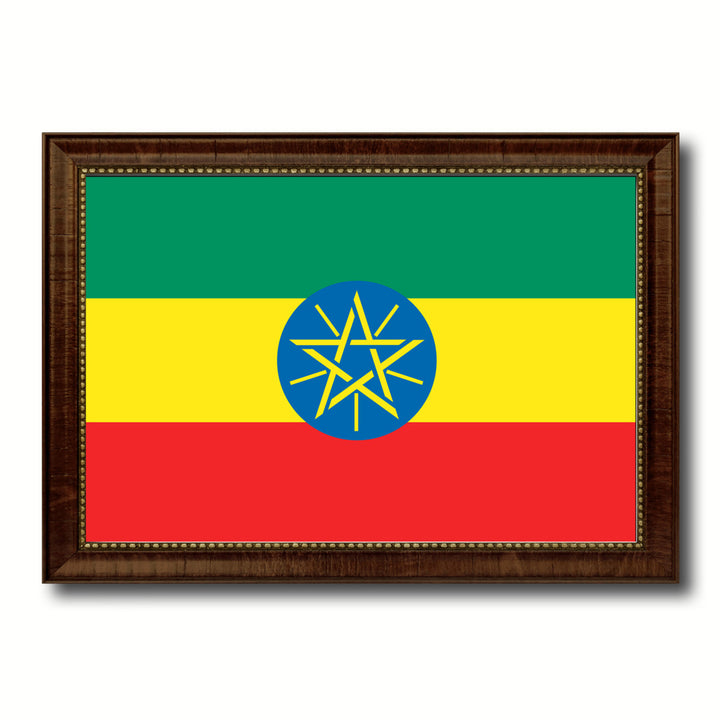 Ethiopia Country Flag Canvas Print with Picture Frame  Gifts Wall Image 1