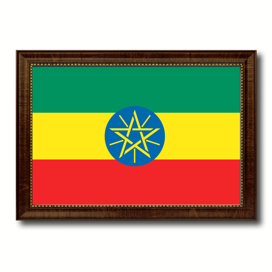 Ethiopia Country Flag Canvas Print with Picture Frame  Gifts Wall Image 1