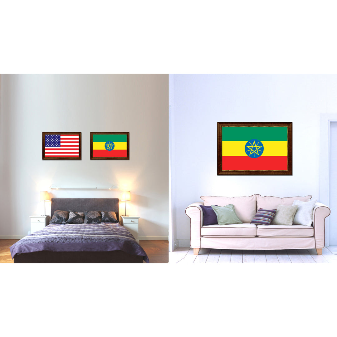 Ethiopia Country Flag Canvas Print with Picture Frame  Gifts Wall Image 2