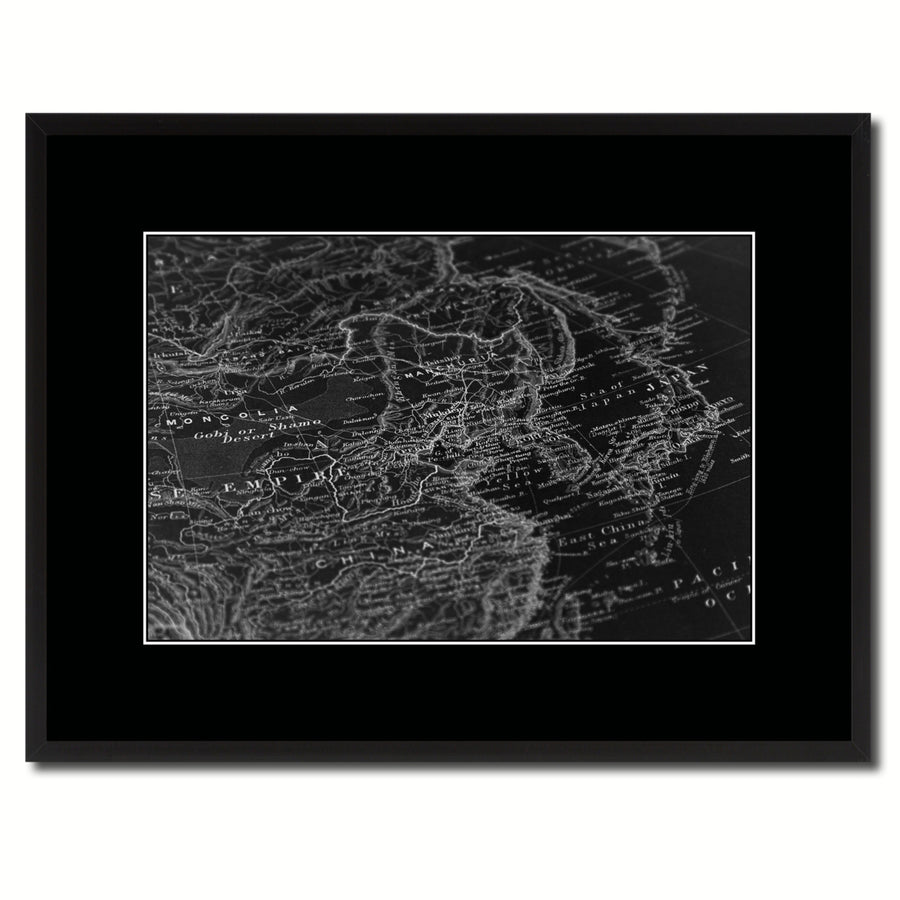 Europe  Asia Vintage Monochrome Map Canvas Print with Gifts Picture Frame  Wall Art Image 1