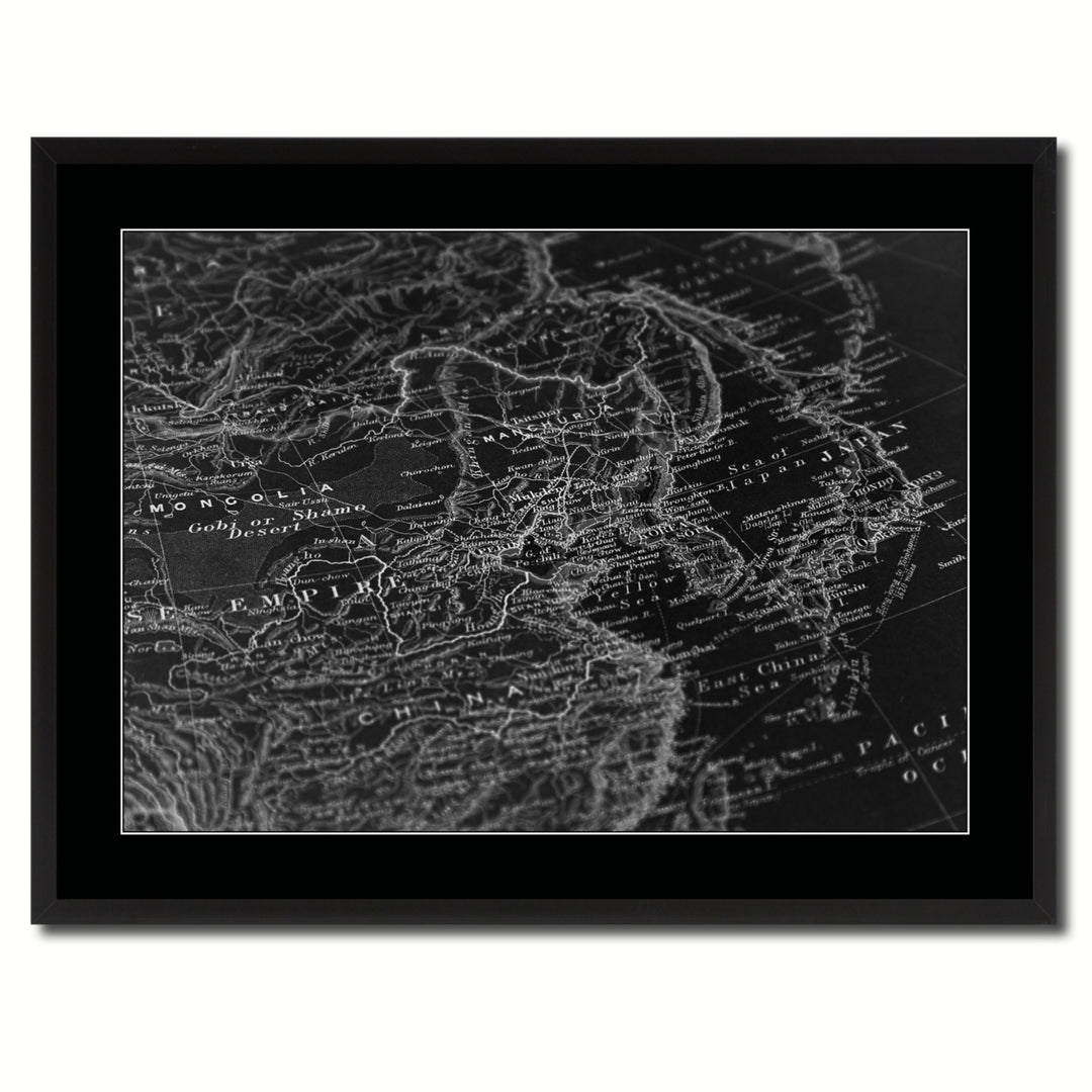 Europe  Asia Vintage Monochrome Map Canvas Print with Gifts Picture Frame  Wall Art Image 3