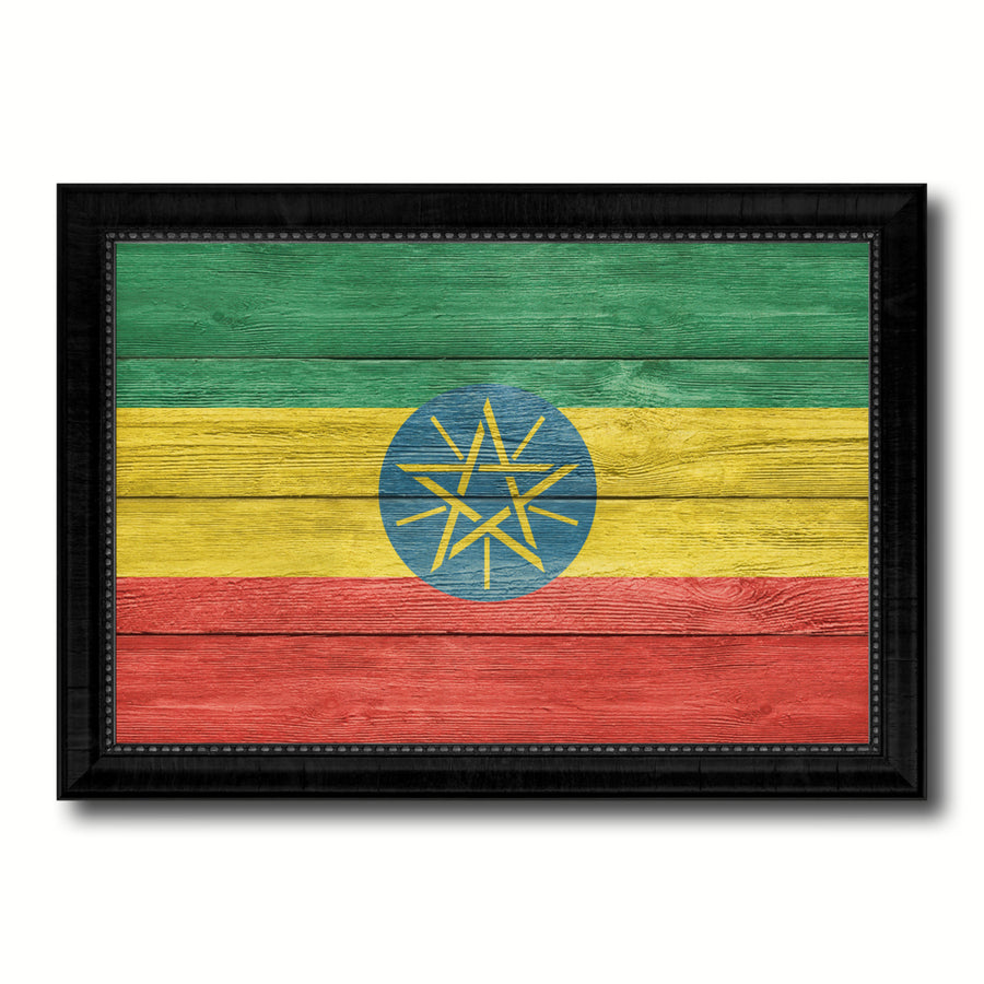 Ethiopia Country Flag Texture Canvas Print with Picture Frame  Wall Art Gift Ideas Image 1