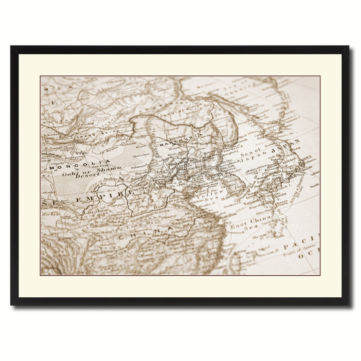 Europe  Asia Vintage Sepia Map Canvas Print with Picture Frame Gifts  Wall Art Decoration Image 3