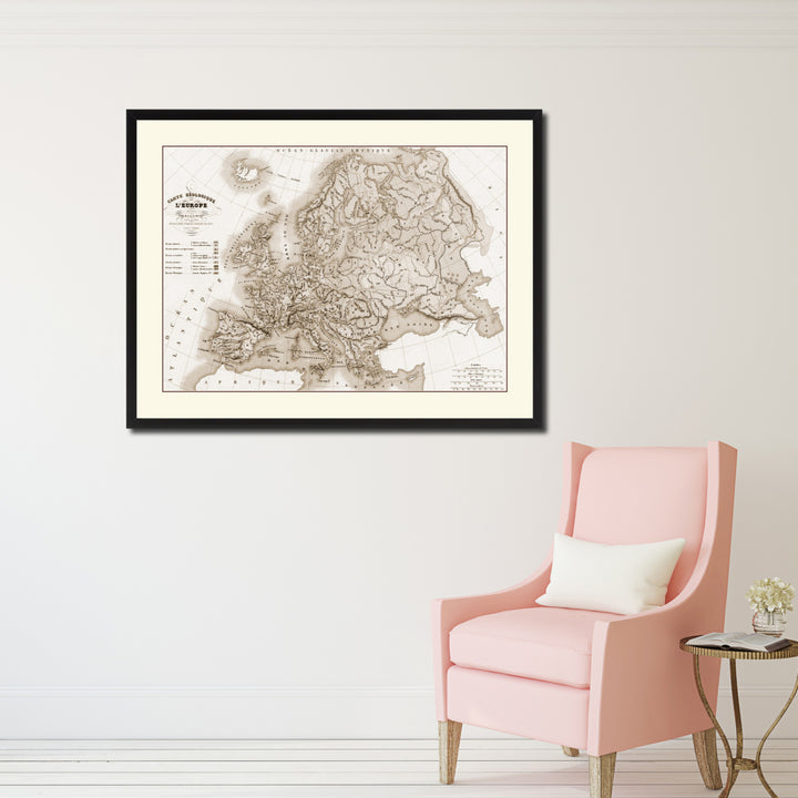 Europe Geological Vintage Sepia Map Canvas Print with Picture Frame Gifts  Wall Art Decoration Image 2