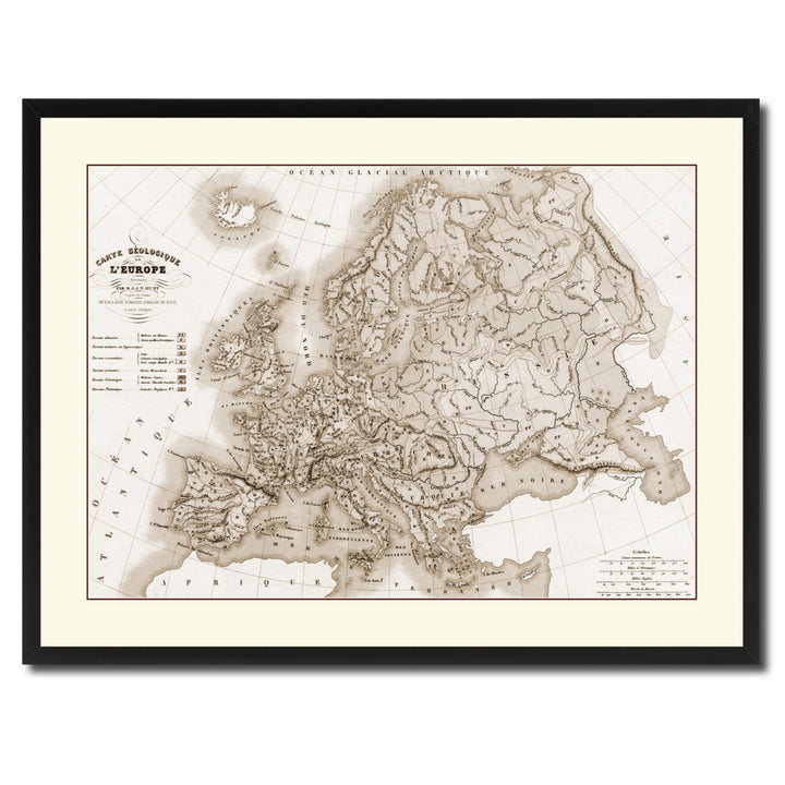 Europe Geological Vintage Sepia Map Canvas Print with Picture Frame Gifts  Wall Art Decoration Image 3