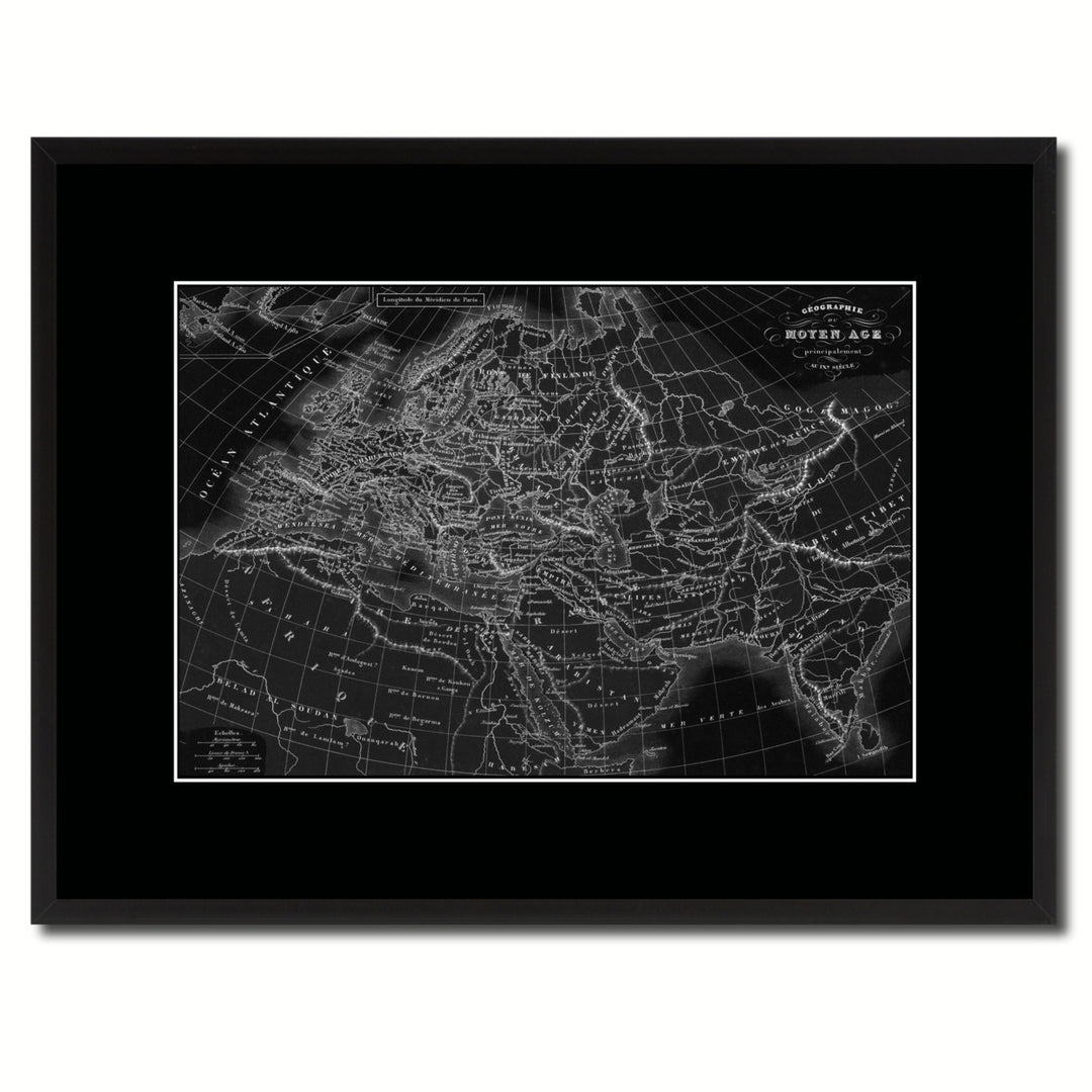 Europe In The Middle Ages Crusades Vintage Monochrome Map Canvas Print with Picture Frame  Wall Art Image 1