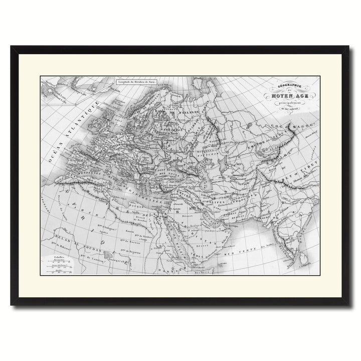 Europe In The Middle Ages Crusades Vintage BandW Map Canvas Print with Picture Frame  Wall Art Gift Ideas Image 3