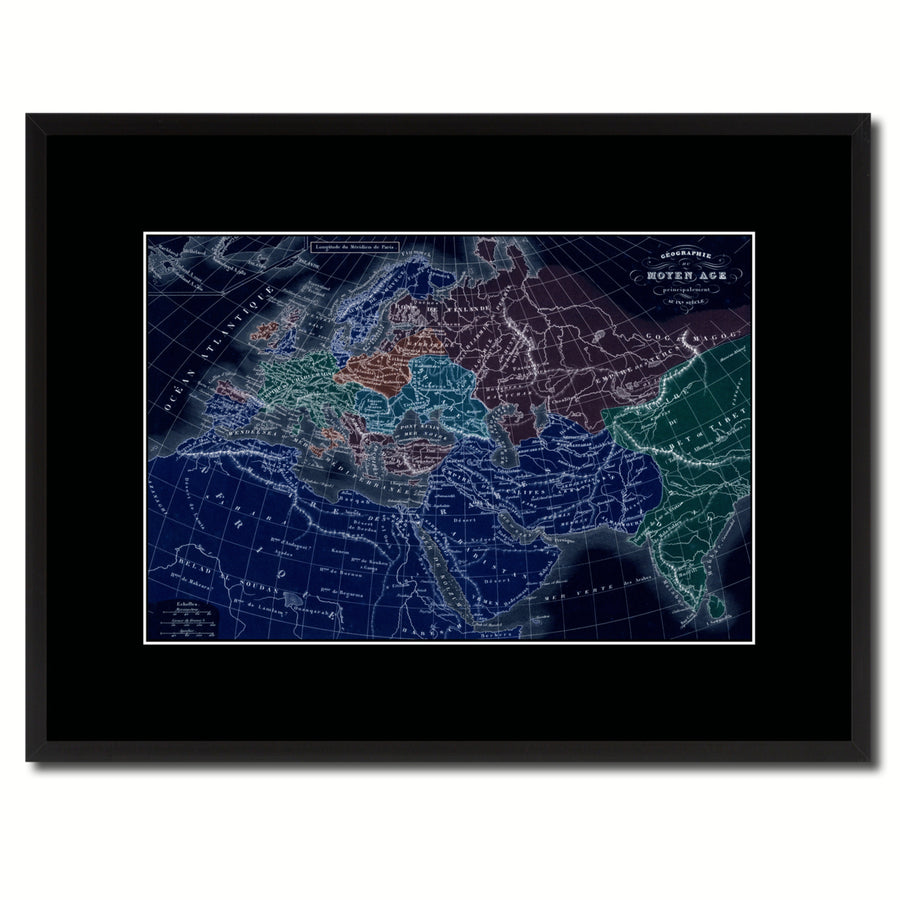 Europe In The Middle Ages Crusades Vintage Vivid Color Map Canvas Print with Picture Frame  Wall Art Office Decoration Image 1