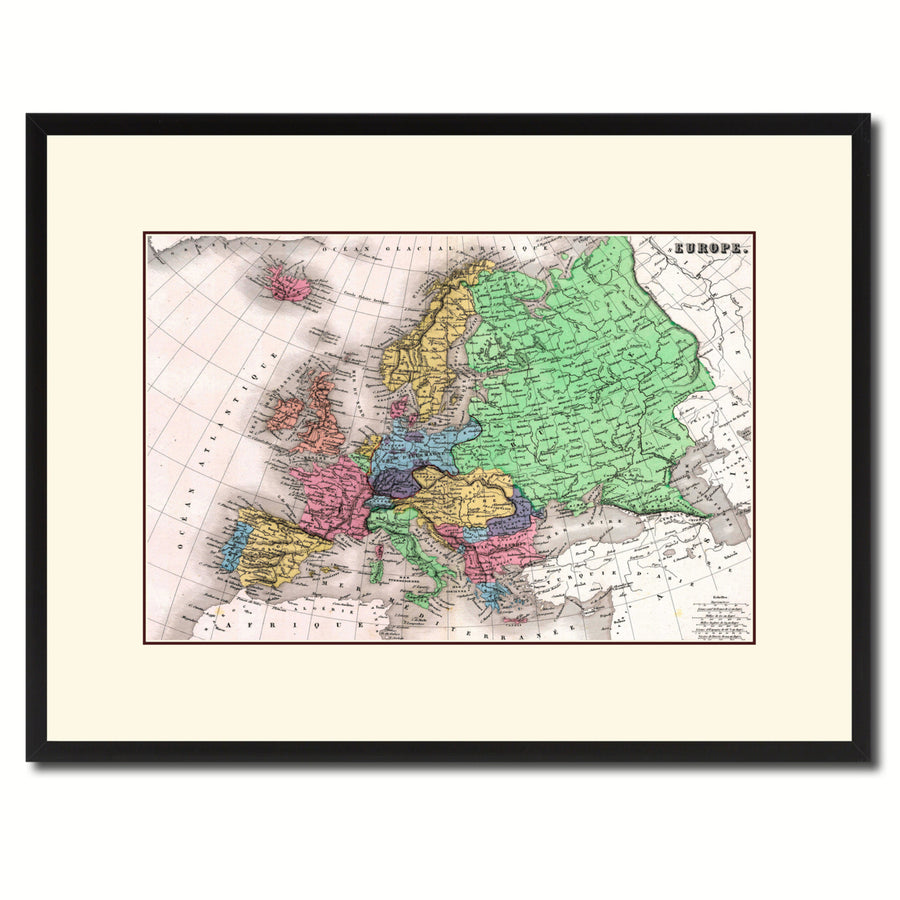 Europe Vintage Antique Map Wall Art  Gift Ideas Canvas Print Custom Picture Frame Image 1