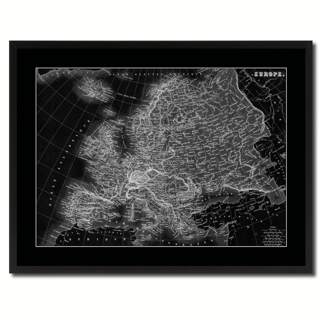Europe Vintage Monochrome Map Canvas Print with Gifts Picture Frame  Wall Art Image 3