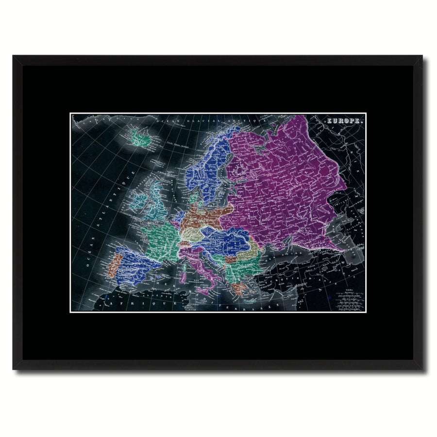 Europe Vintage Vivid Color Map Canvas Print with Picture Frame  Wall Art Office Decoration Gift Ideas Image 1