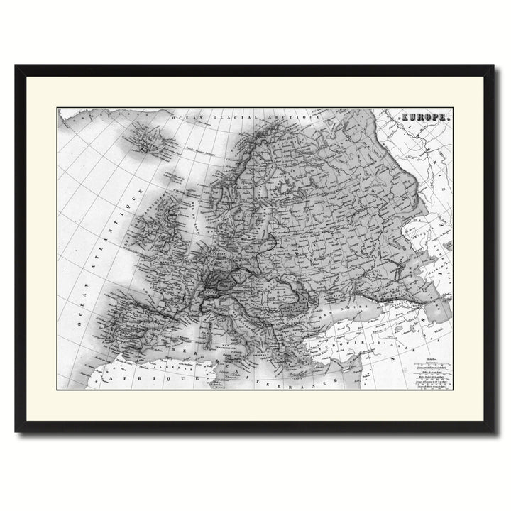 Europe Vintage BandW Map Canvas Print with Picture Frame  Wall Art Gift Ideas Image 3