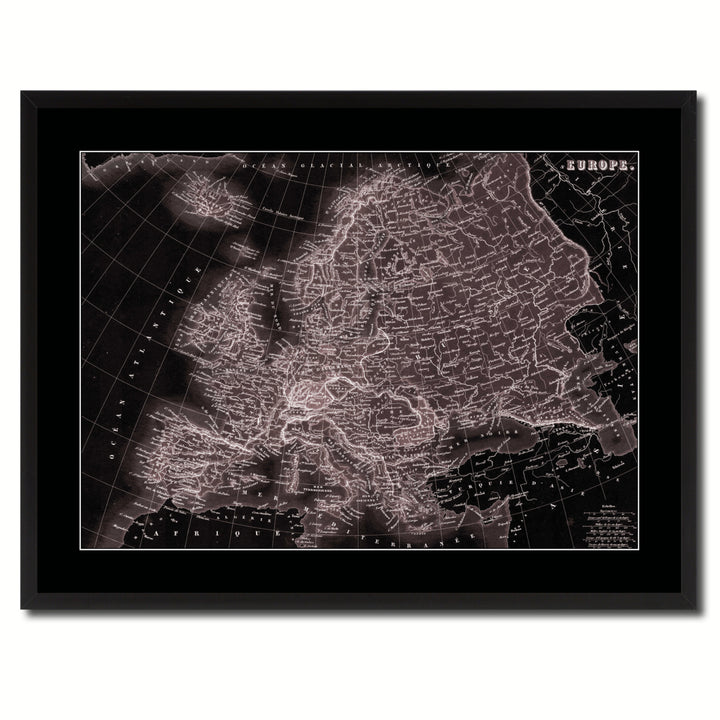 Europe Vintage Vivid Sepia Map Canvas Print with Picture Frame  Wall Art Decoration Gifts Image 3