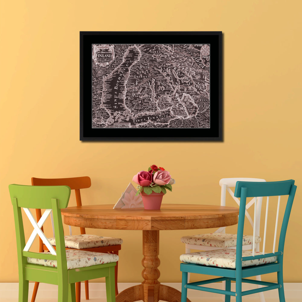 Finland Centuries Vintage Map Canvas Print with Picture Frame  Wall Art Decoration Gifts Image 2