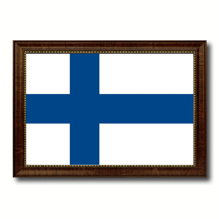 Finland Country Flag Canvas Print with Picture Frame  Gifts Wall Image 1