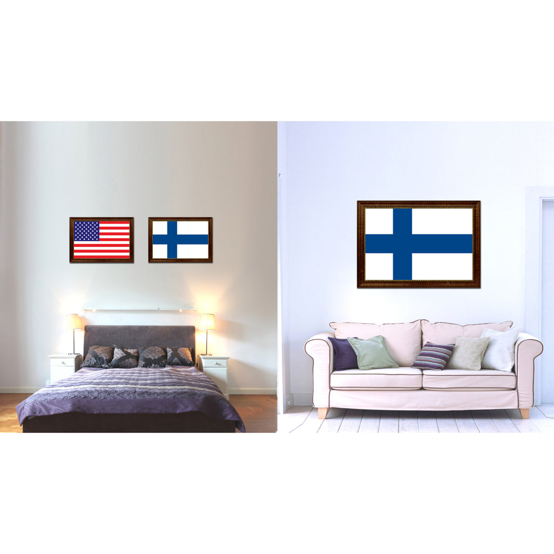 Finland Country Flag Canvas Print with Picture Frame  Gifts Wall Image 2