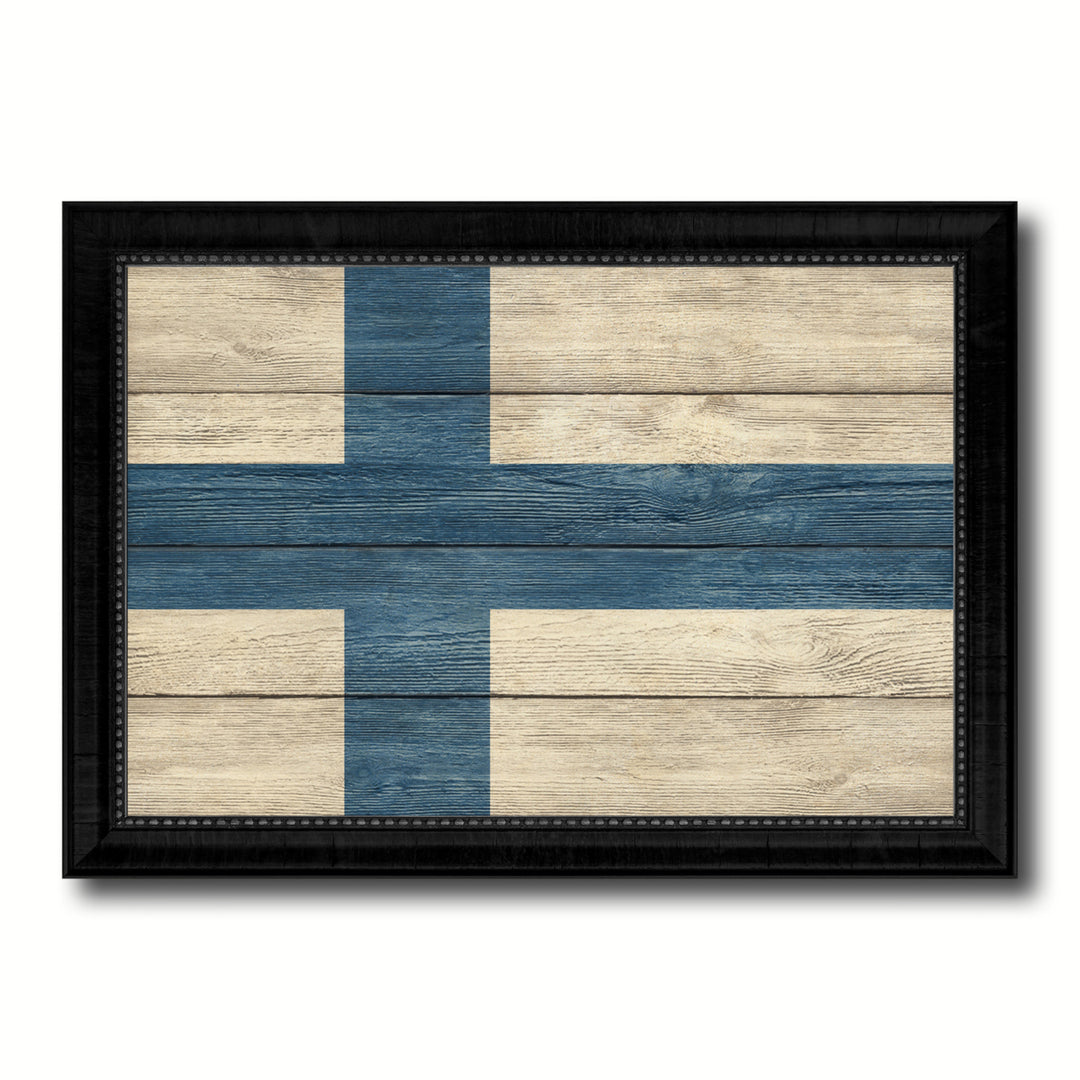 Finland Country Flag Texture Canvas Print with Picture Frame  Wall Art Gift Ideas Image 1