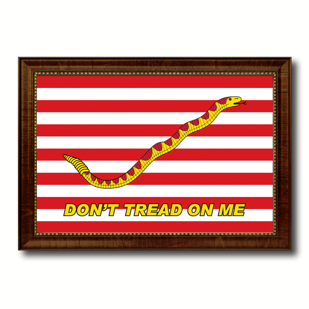 First Navy Jacks Dont tread on Me Military Flag Canvas Print with Picture Frame  Wall Art Gifts Image 1