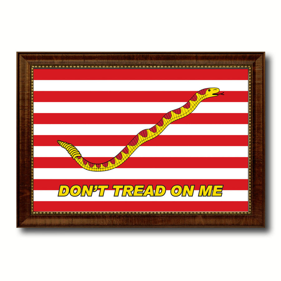 First Navy Jacks Dont tread on Me Military Flag Canvas Print with Picture Frame  Wall Art Gifts Image 1