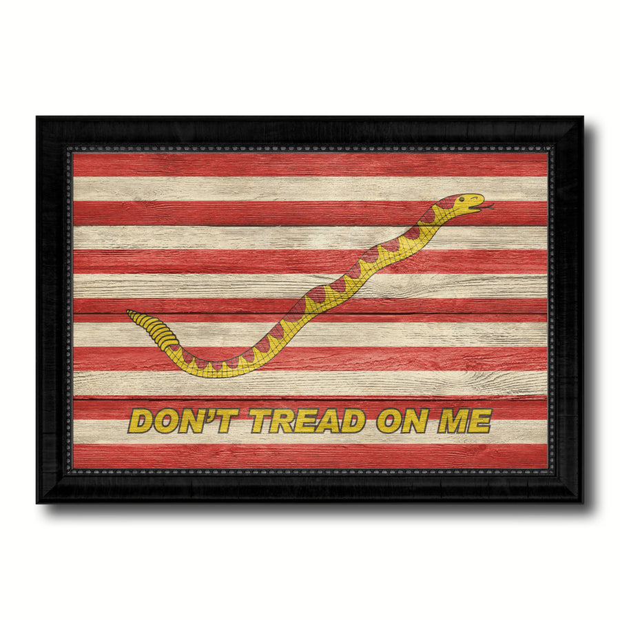 First Navy Jacks Dont Tread On Me Military Textured Flag Canvas Print with Picture Frame Gift  Wall Art Image 1