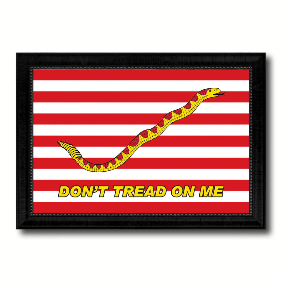 First Navy Jacks Dont tread on Me Military Flag Canvas Print with Picture Frame Gifts  Wall Art Image 1