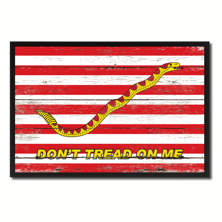 First Navy Jacks Dont Tread On Me Military Flag Canvas Print with Picture Frame  Wall Art Gifts Image 1