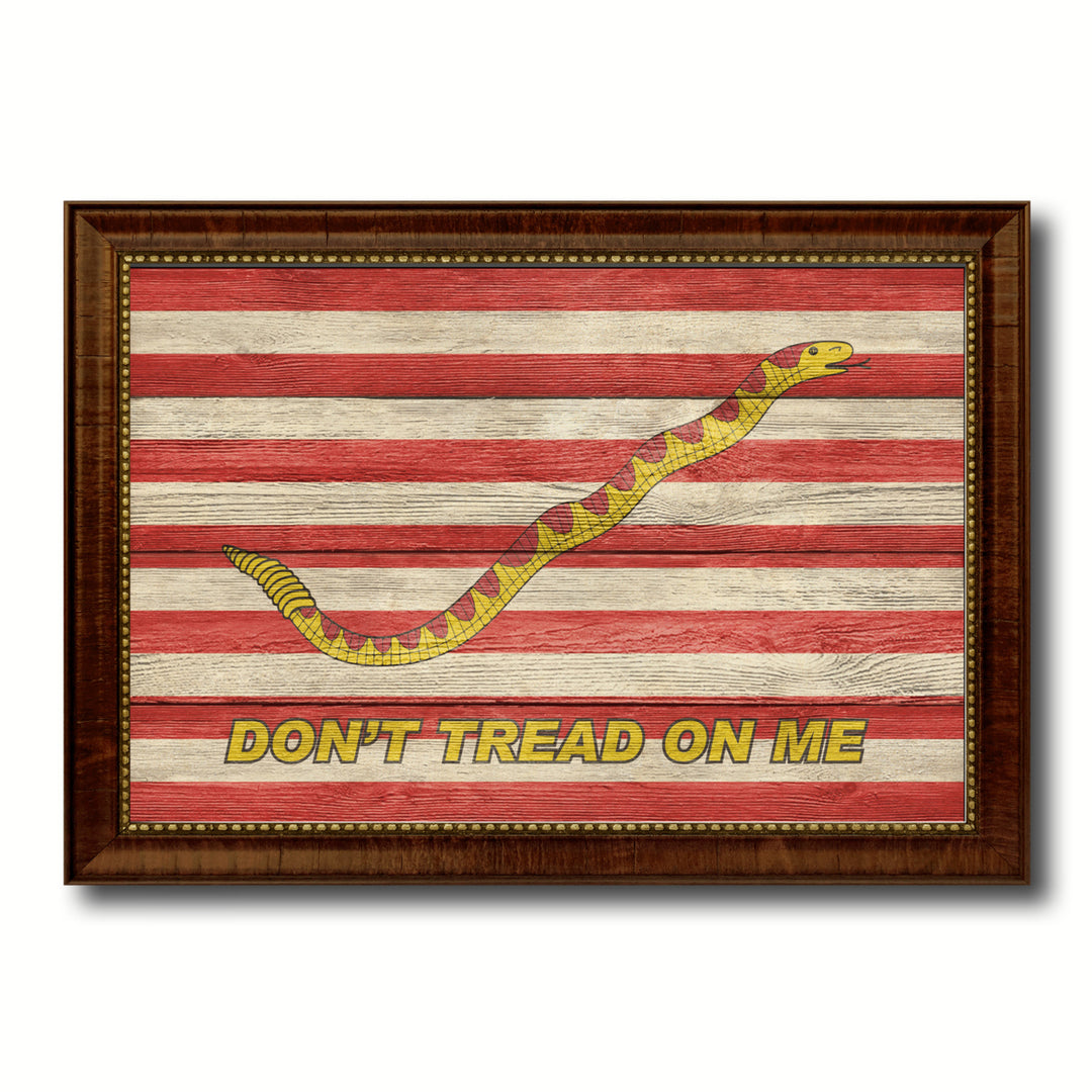 First Navy Jacks Dont Tread On Me Military Textured Flag Canvas Print with Picture Frame  Wall Art Gifts Image 1