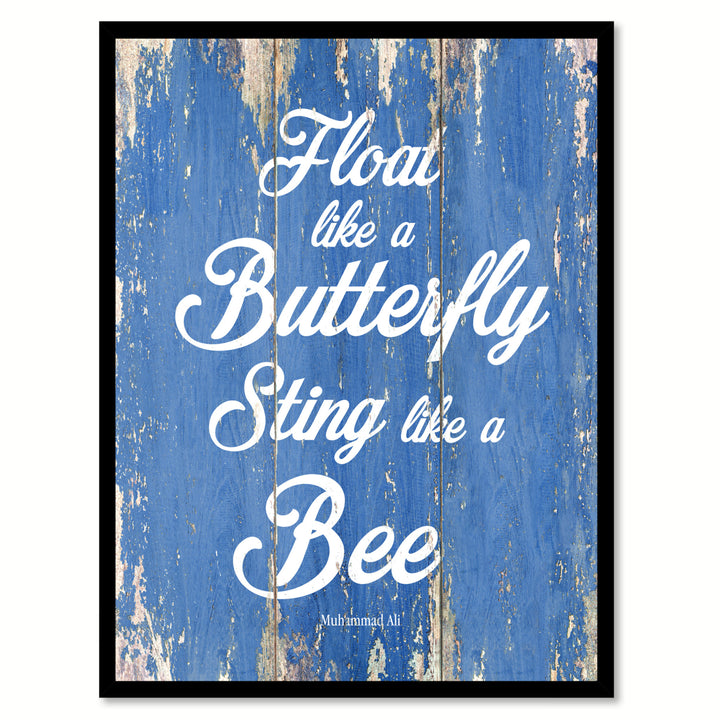 Float Like A Butterfly Sting Like A Bee - Muhammad Ali  Saying Canvas Print with Picture Frame  Wall Art Gifts Image 1