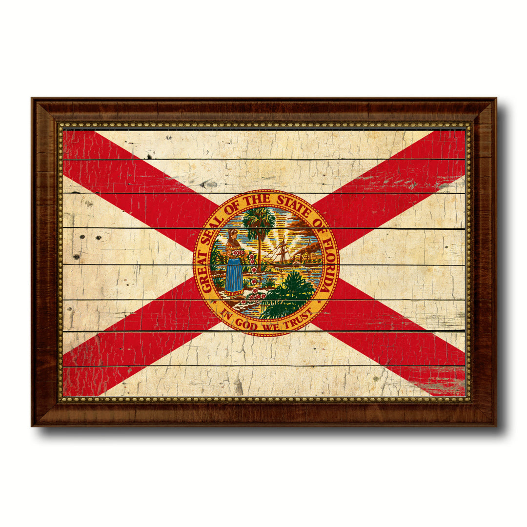 Florida Vintage Flag Canvas Print with Picture Frame Gift Ideas  Wall Art Decoration Image 1