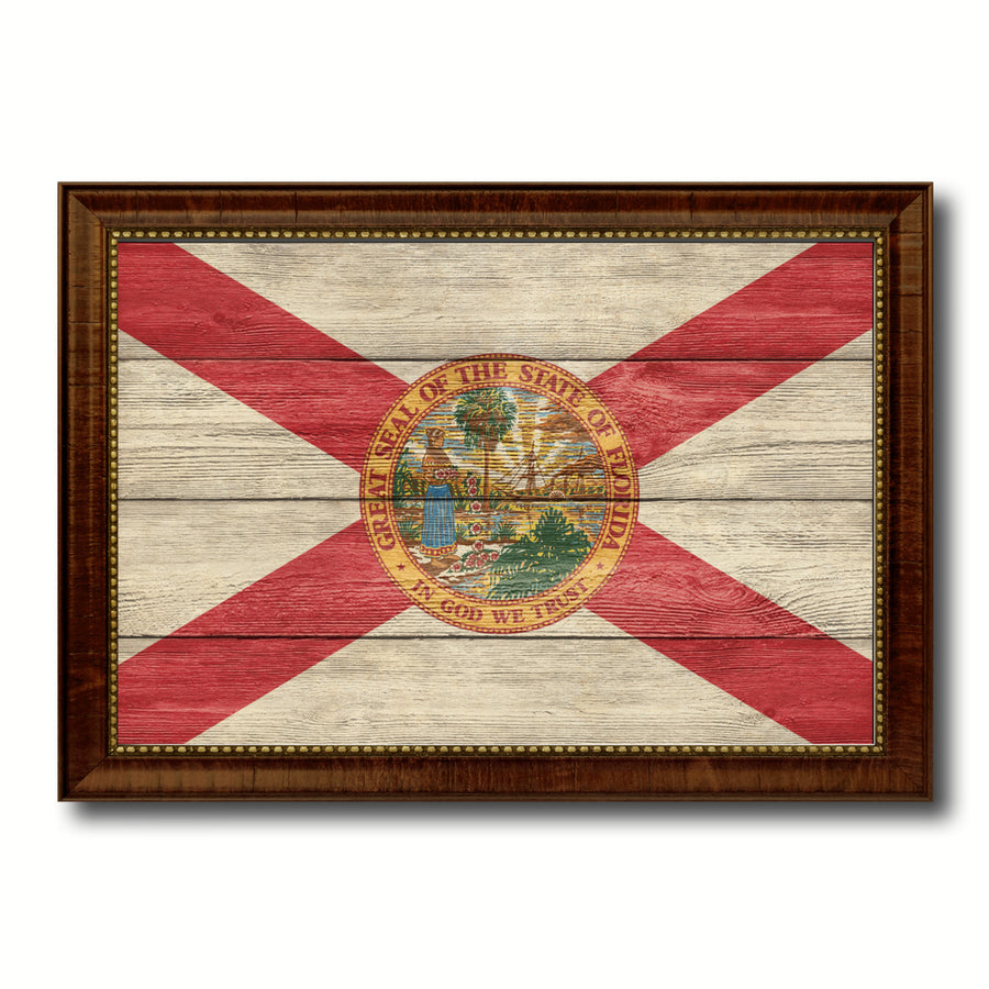 Florida Texture Flag Canvas Print with Picture Frame Gift Ideas  Wall Art Decoration Image 1