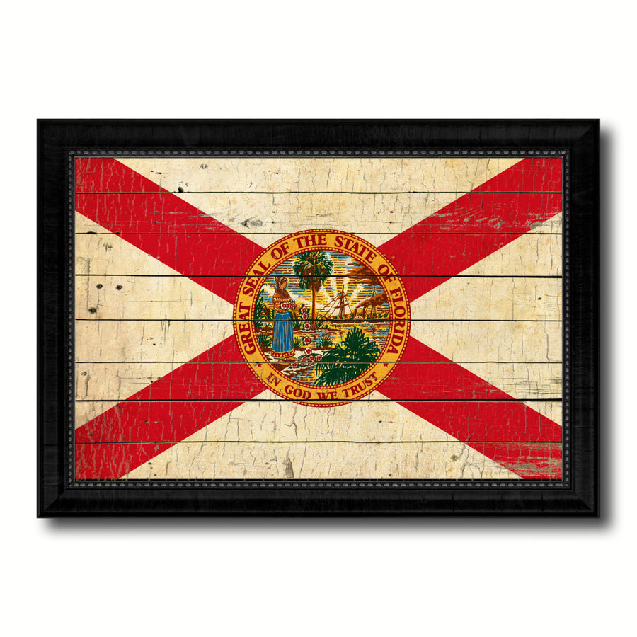 Florida Vintage Flag Canvas Print with Picture Frame  Wall Art Gift Image 1