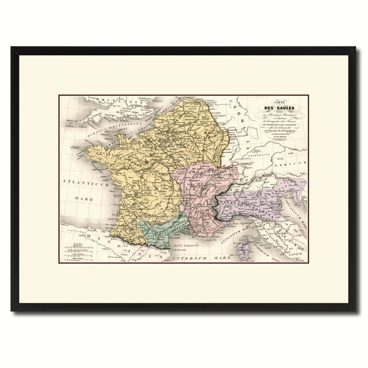 France Vintage Antique Map Wall Art  Gift Ideas Canvas Print Custom Picture Frame Image 1