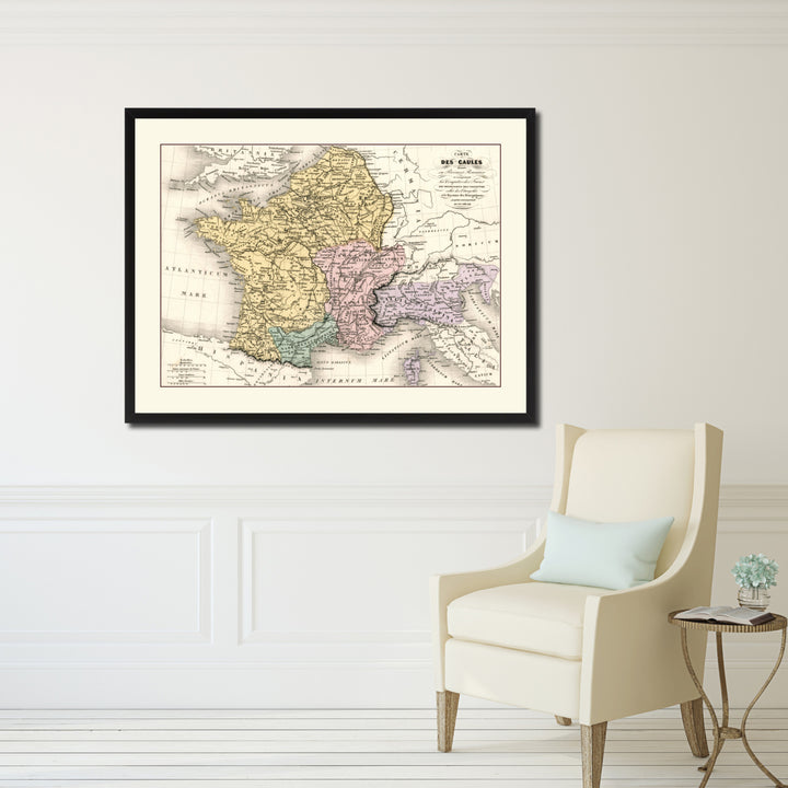 France Vintage Antique Map Wall Art  Gift Ideas Canvas Print Custom Picture Frame Image 5