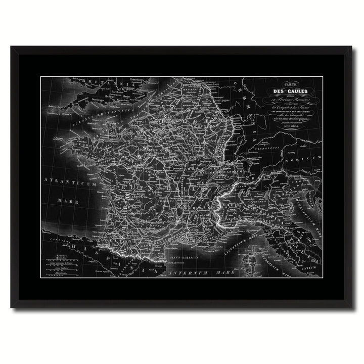 France Vintage Monochrome Map Canvas Print with Gifts Picture Frame  Wall Art Image 3