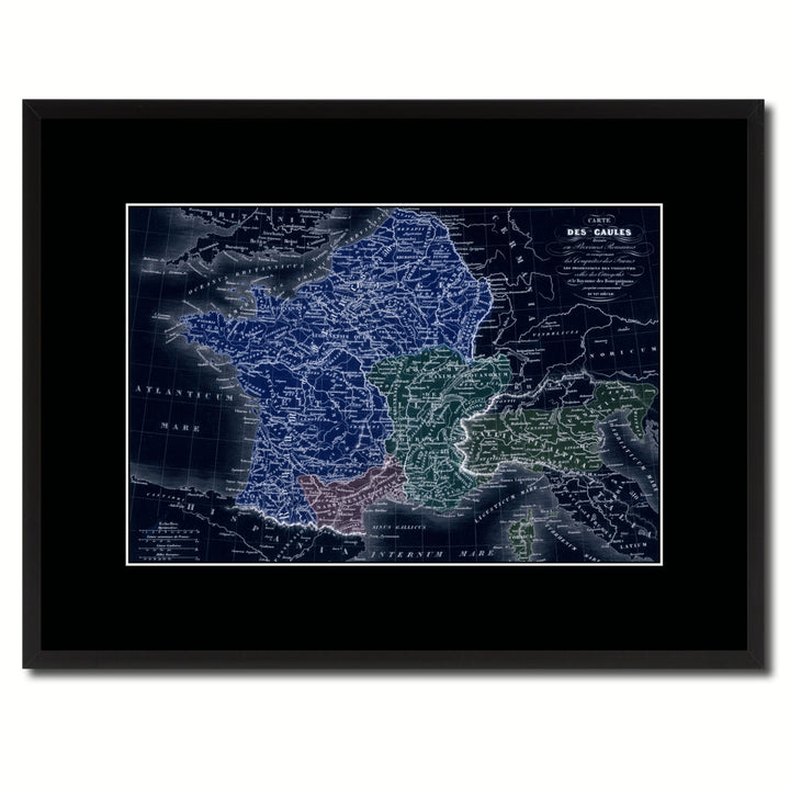 France Vintage Vivid Color Map Canvas Print with Picture Frame  Wall Art Office Decoration Gift Ideas Image 1
