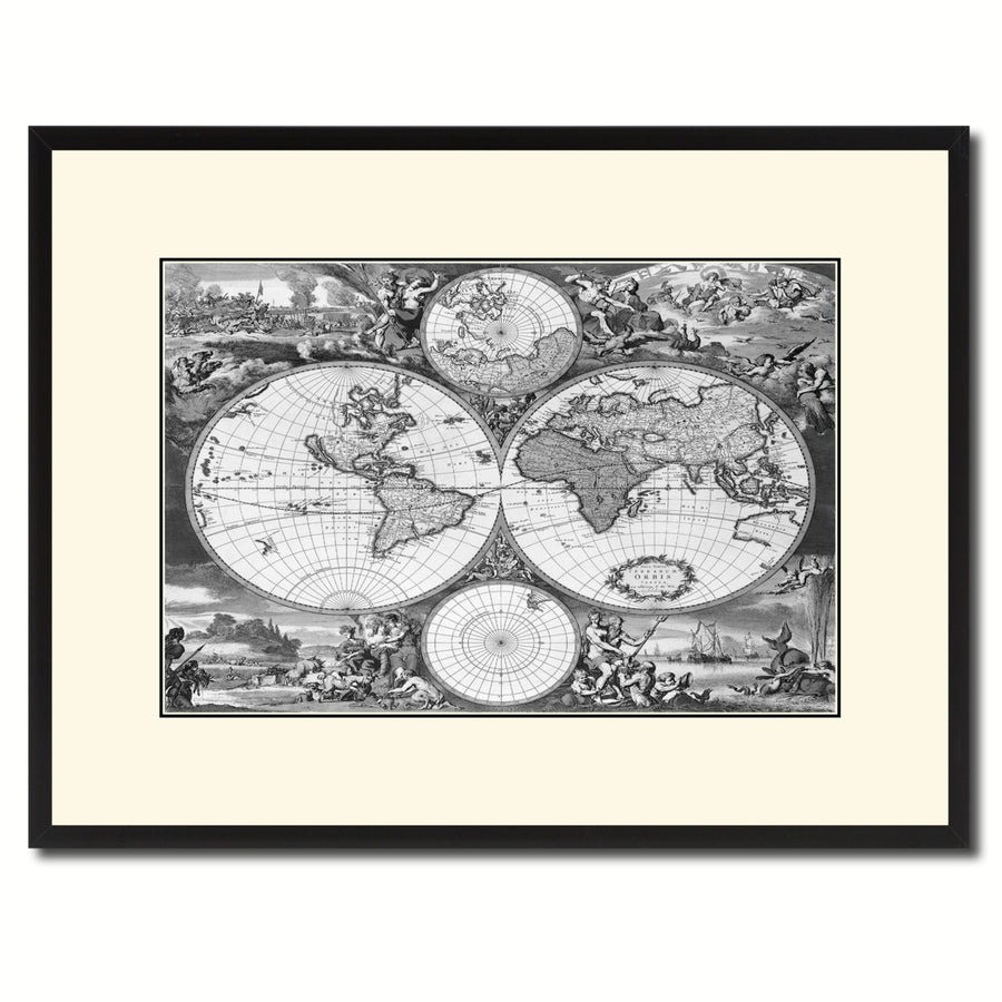 Frederick Ee Wit   Vintage BandW Map Canvas Print with Picture Frame  Wall Art Gift Ideas Image 1