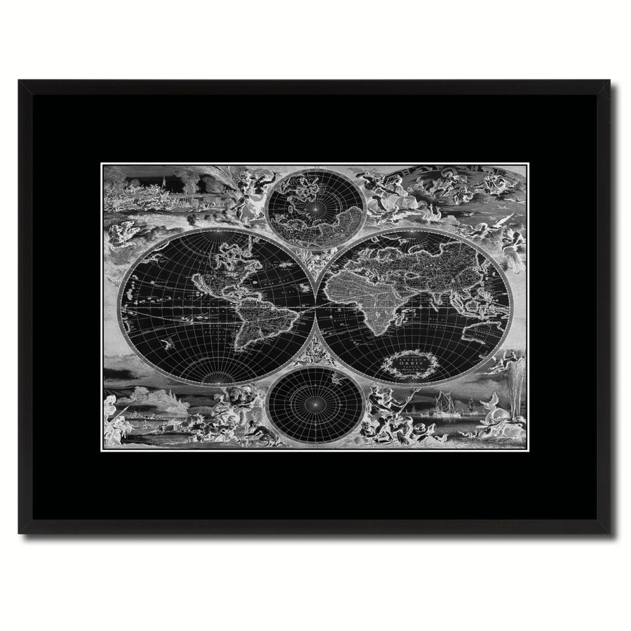 Frederick Ee Wit   Vintage Monochrome Map Canvas Print with Gifts Picture Frame  Wall Art Image 1