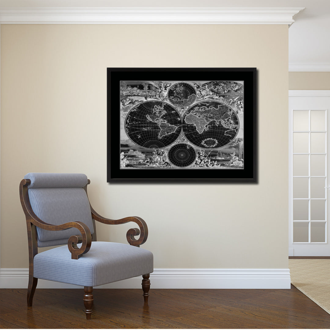Frederick Ee Wit   Vintage Monochrome Map Canvas Print with Gifts Picture Frame  Wall Art Image 2