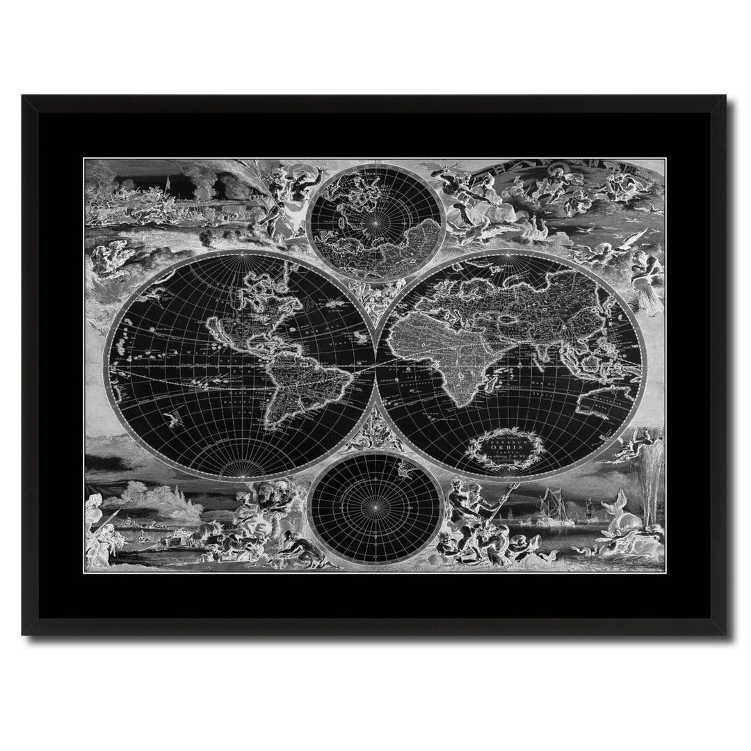 Frederick Ee Wit   Vintage Monochrome Map Canvas Print with Gifts Picture Frame  Wall Art Image 3