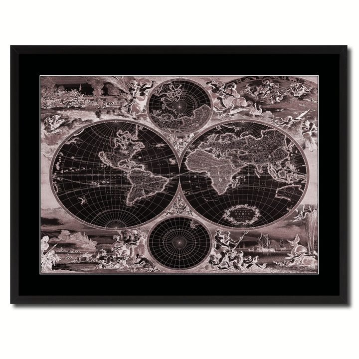 Frederick Ee Wit   Vintage Vivid Sepia Map Canvas Print with Picture Frame  Wall Art Decoration Gifts Image 3
