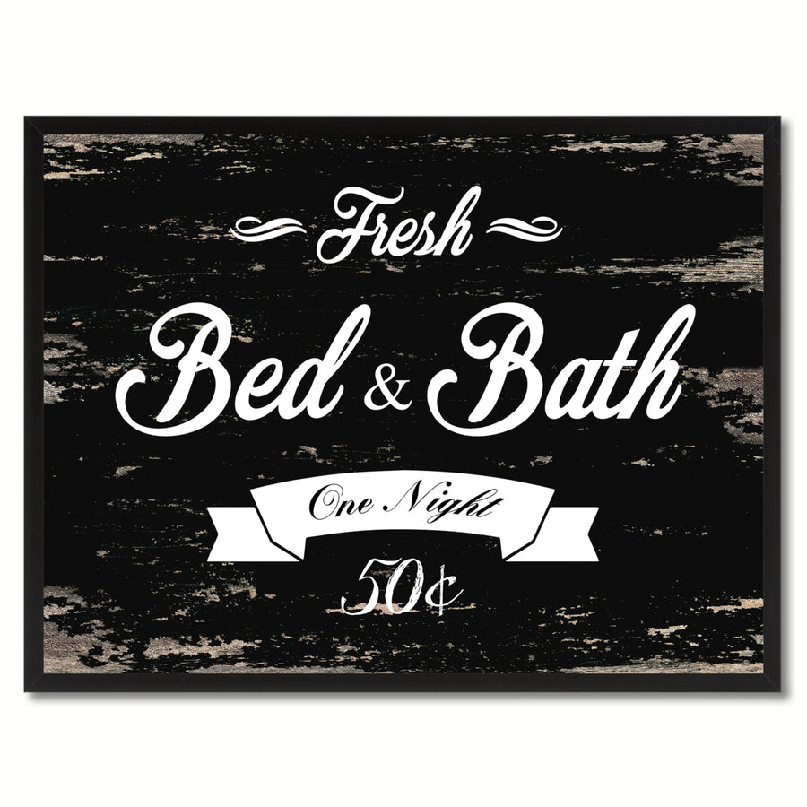 Fresh Bed and Bath Vintage Sign Black Canvas Print  Wall Art Gifts Picture Frames 72001 Image 1