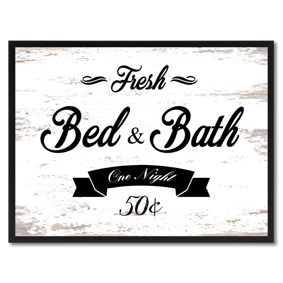 Fresh Bed and Bath Vintage Sign White Canvas Print  Wall Art Gifts Picture Frames 72002 Image 1