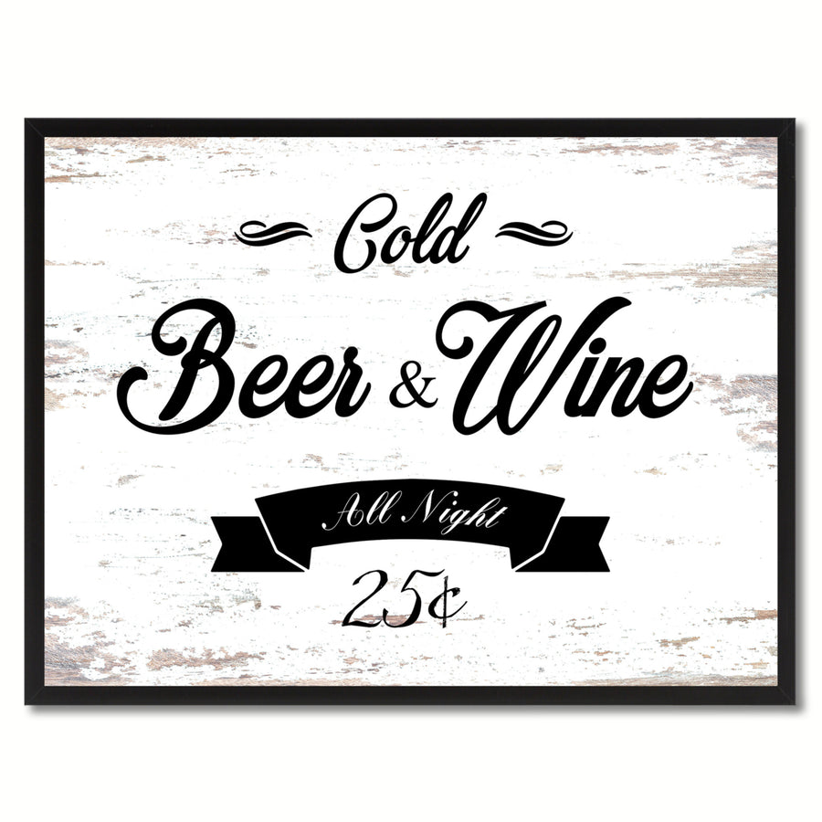 Fresh Beer and Wine Vintage Sign White Canvas Print  Wall Art Gifts Picture Frames 72012 Image 1