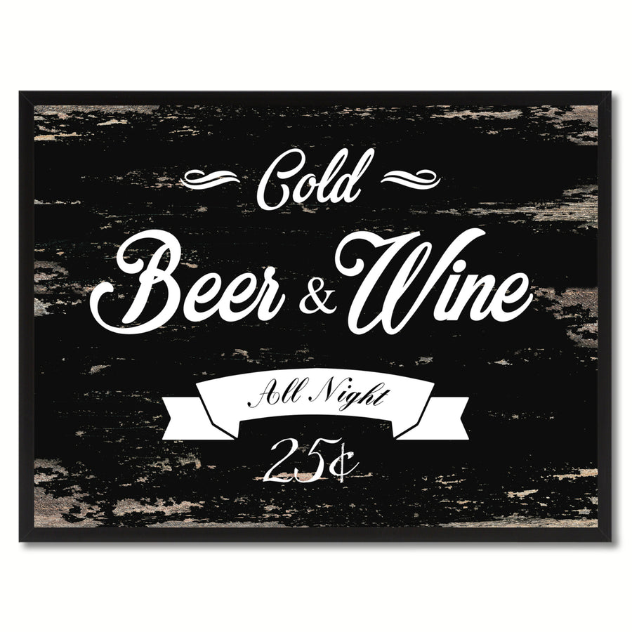 Fresh Beer and Wine Vintage Sign Black Canvas Print  Wall Art Gifts Picture Frames 72011 Image 1