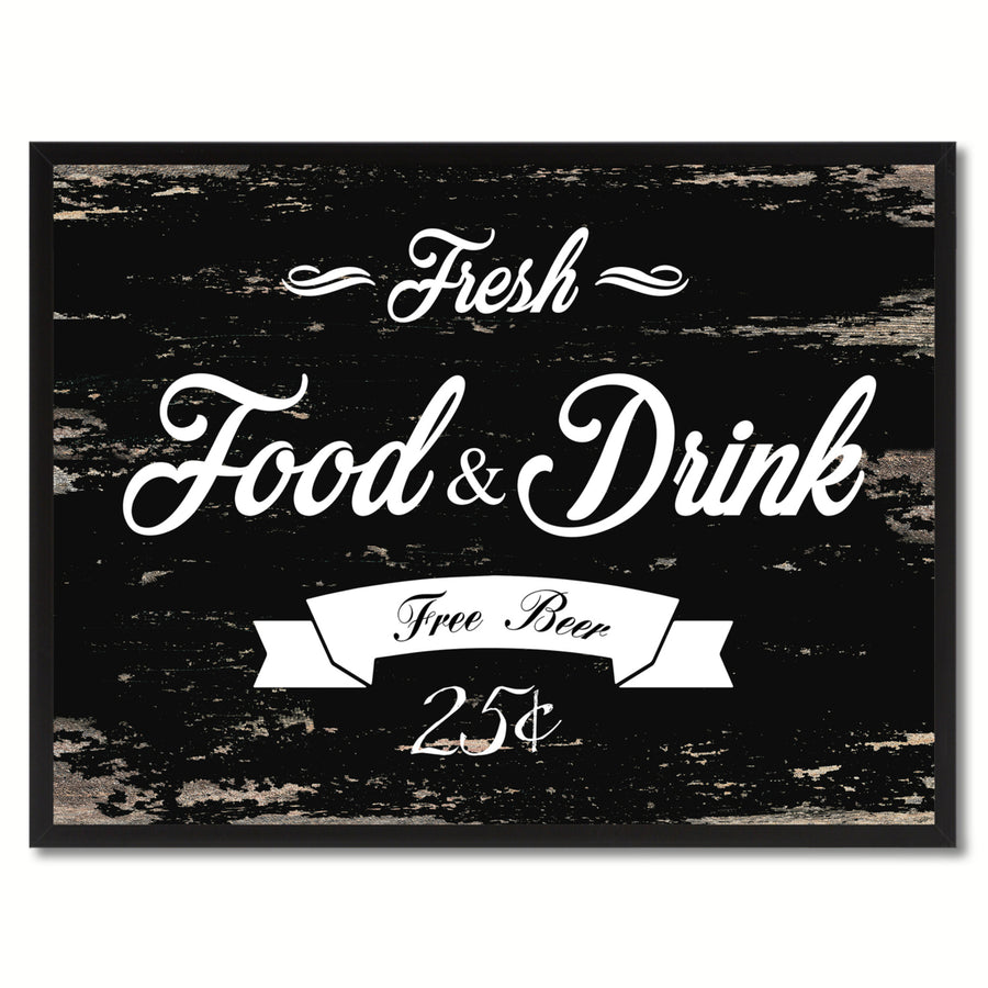 Fresh Food and Drink Vintage Sign Black Canvas Print  Wall Art Gifts Picture Frames 72003 Image 1