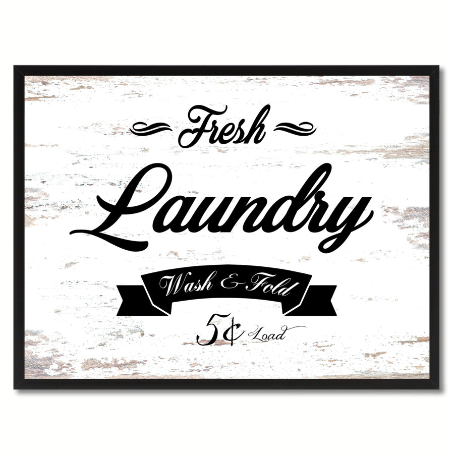 Fresh Laundry Vintage Sign White Canvas Print  Wall Art Gifts Picture Frames 72006 Image 1