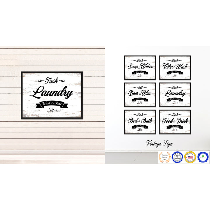 Fresh Laundry Vintage Sign White Canvas Print  Wall Art Gifts Picture Frames 72006 Image 2