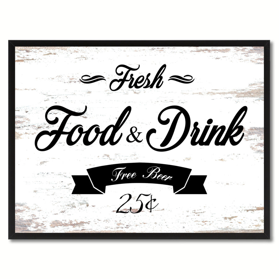 Fresh Food and Drink Vintage Sign White Canvas Print  Wall Art Gifts Picture Frames 72004 Image 1